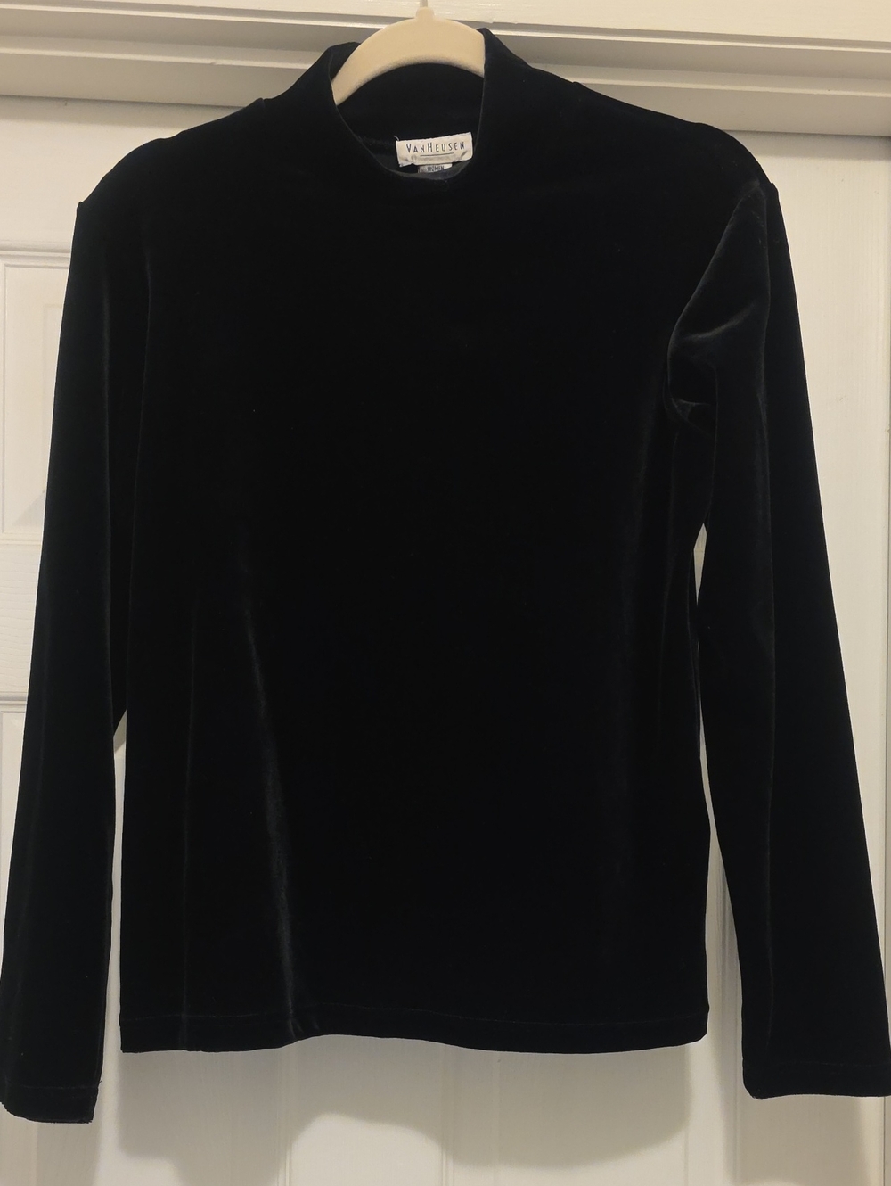 Van Heusen Women's Black Velour Long-Sleeve Mock Neck Sweater